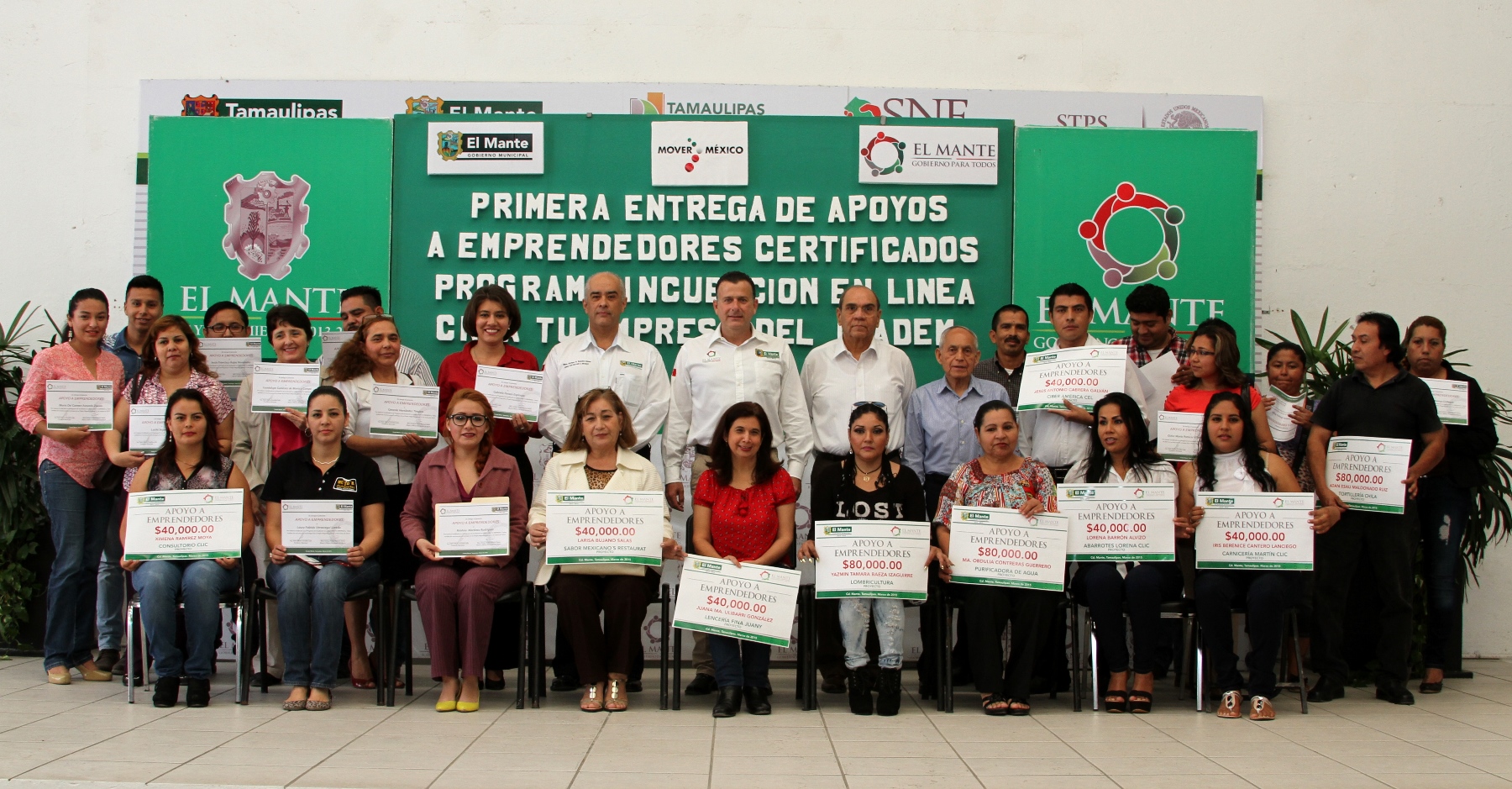 Recibe El Mante 1.9 mdp del instituto nacional del emprendedor