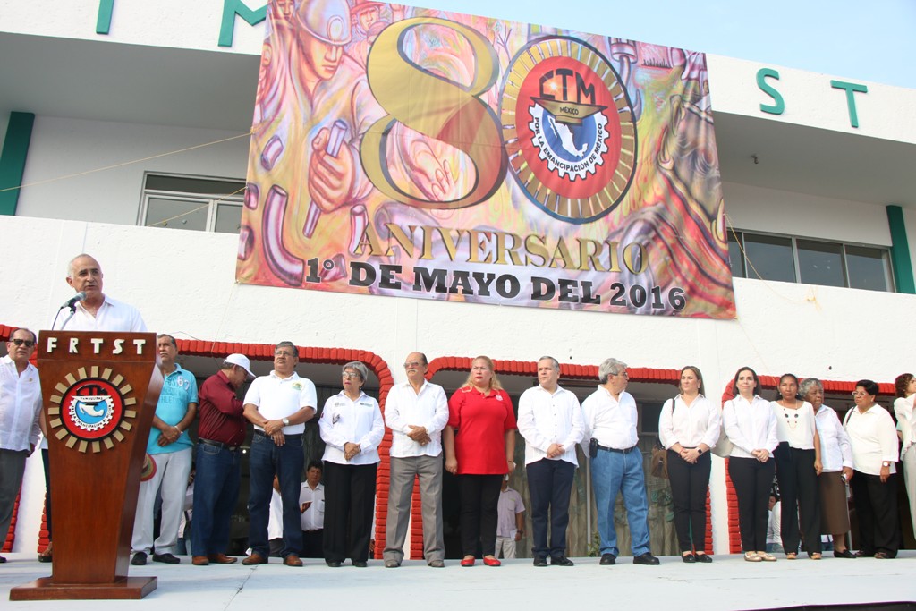Participa alcalde Gustavo Torres Salinas en la conmemoración del 130 aniversario del Día del Trabajo