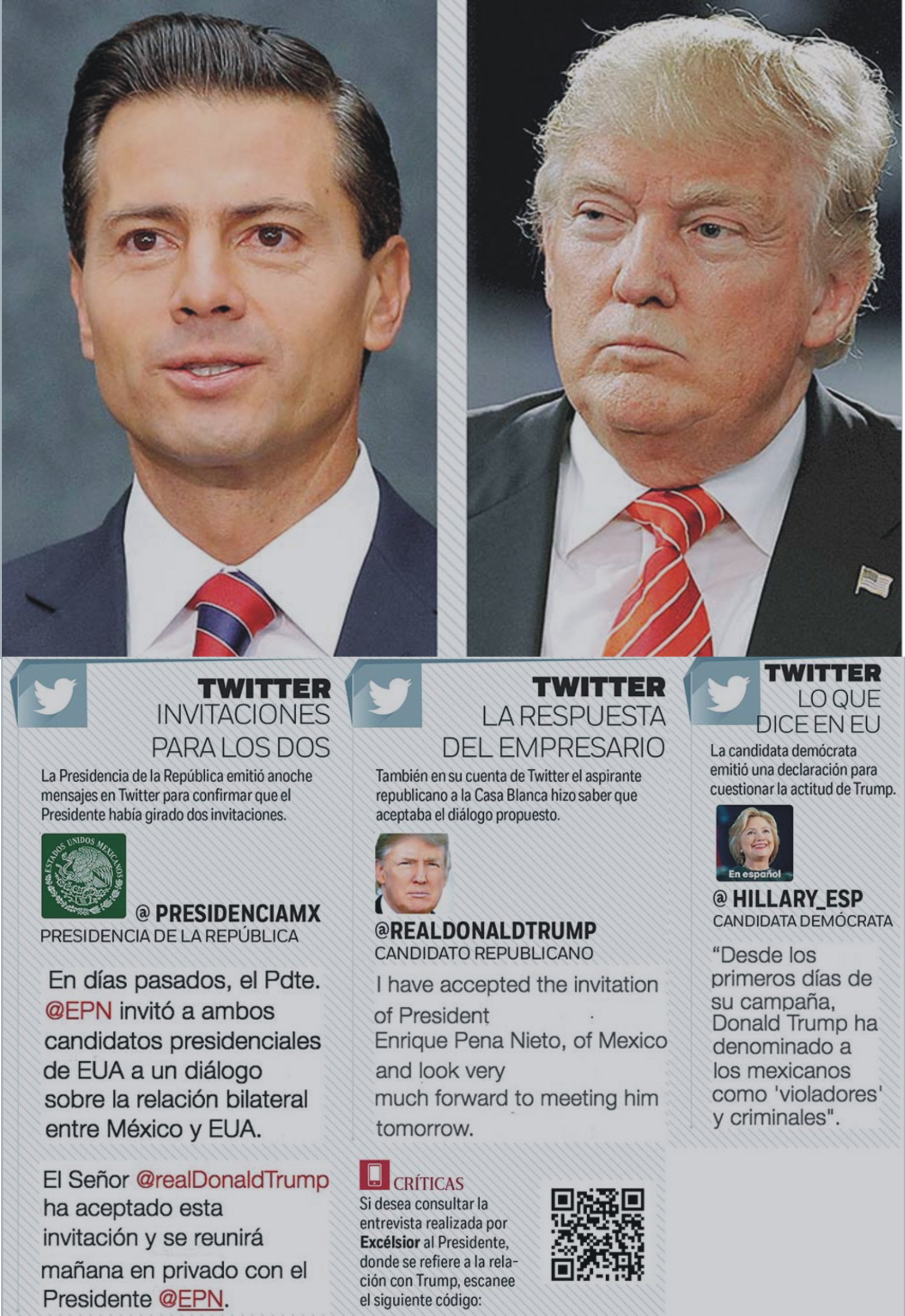Hoy se reúnen Peña y Trump; aceptó invitación de la Presidencia de México Hoy se reúnen Peña y Trump; aceptó invitación de la Presidencia de México