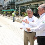 Supervisa Gustavo Torres avance de trabajos de rehabilitación de la plaza de Armas