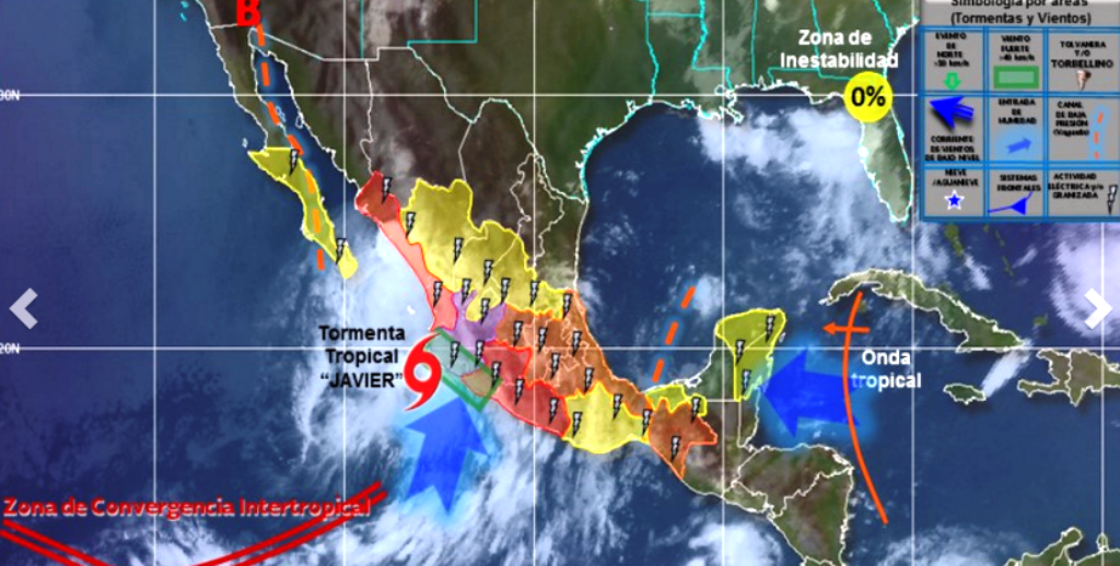 Tormental tropical 'Javier' avanza hacia Los Cabos