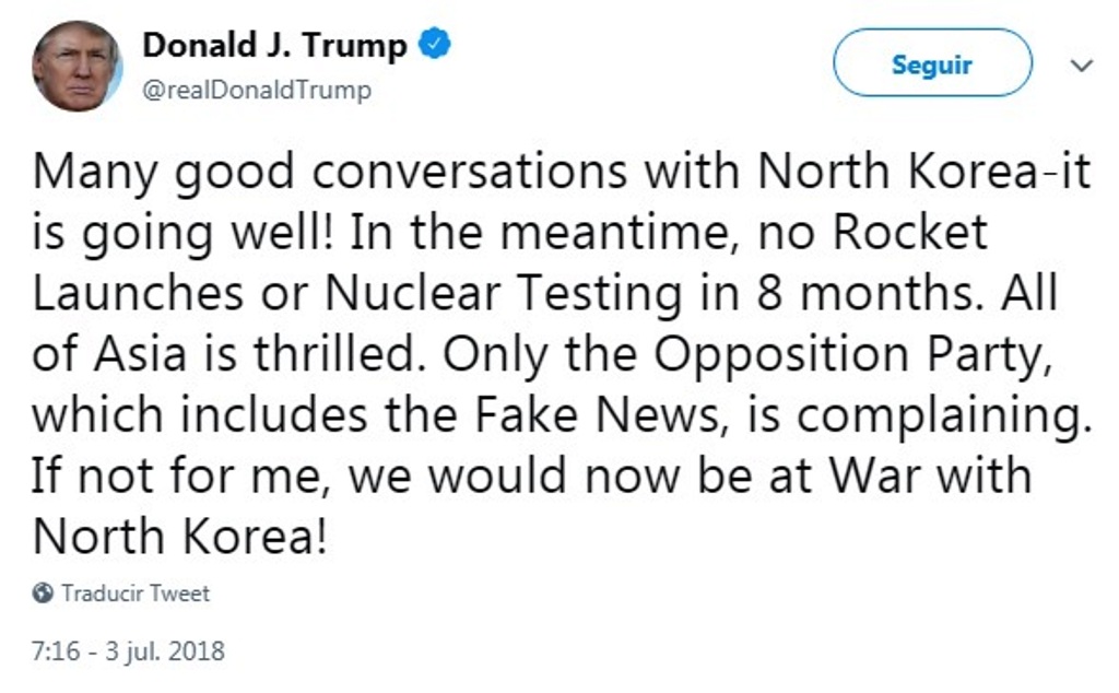 Conversaciones con Corea del Norte "van bien": Trump
