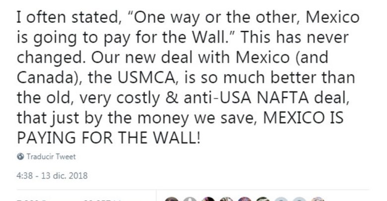 México ya paga el muro con el ahorro del T-MEC: Trump