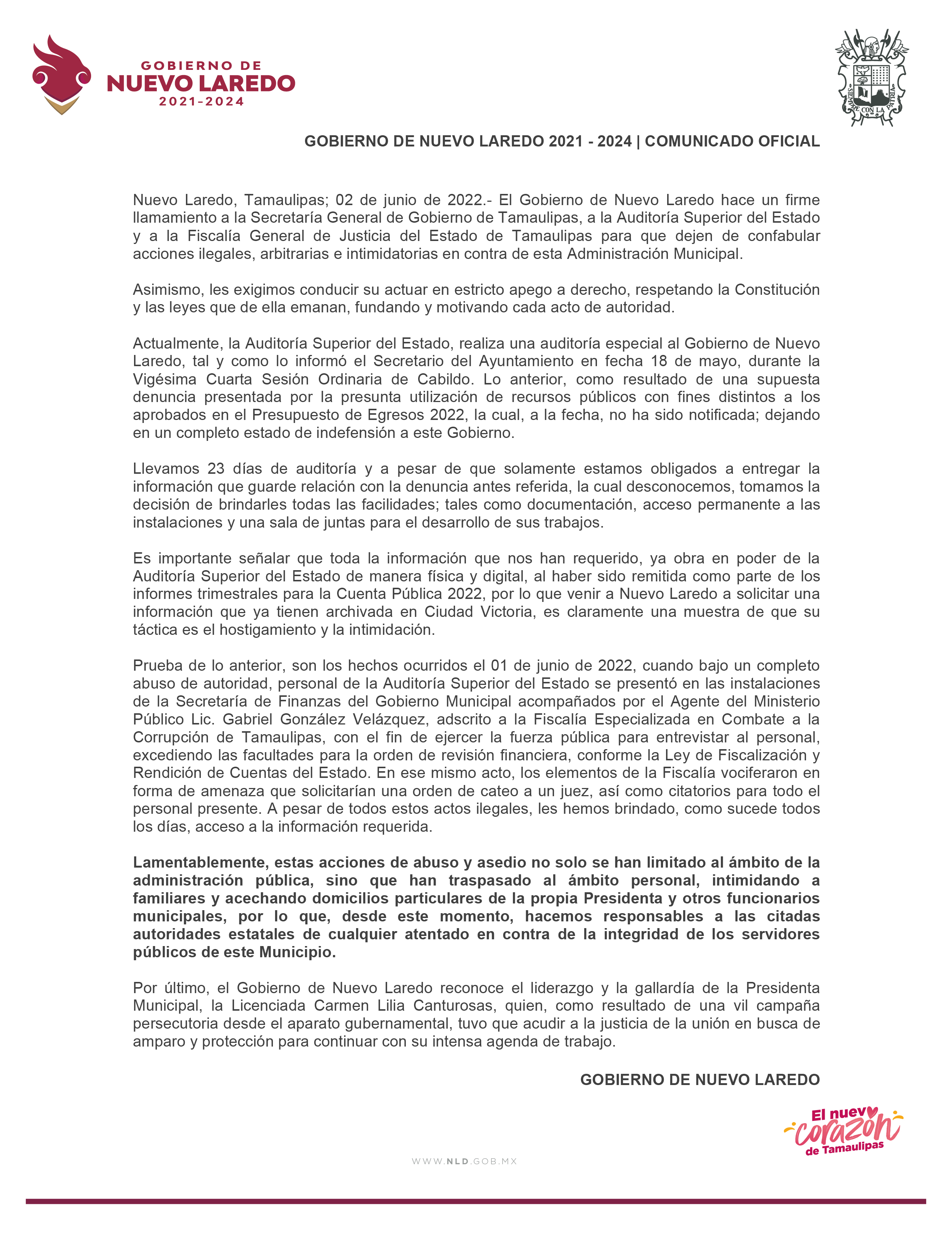 Violenta Auditoría del Estado y Fiscalía a municipio de Nuevo Laredo