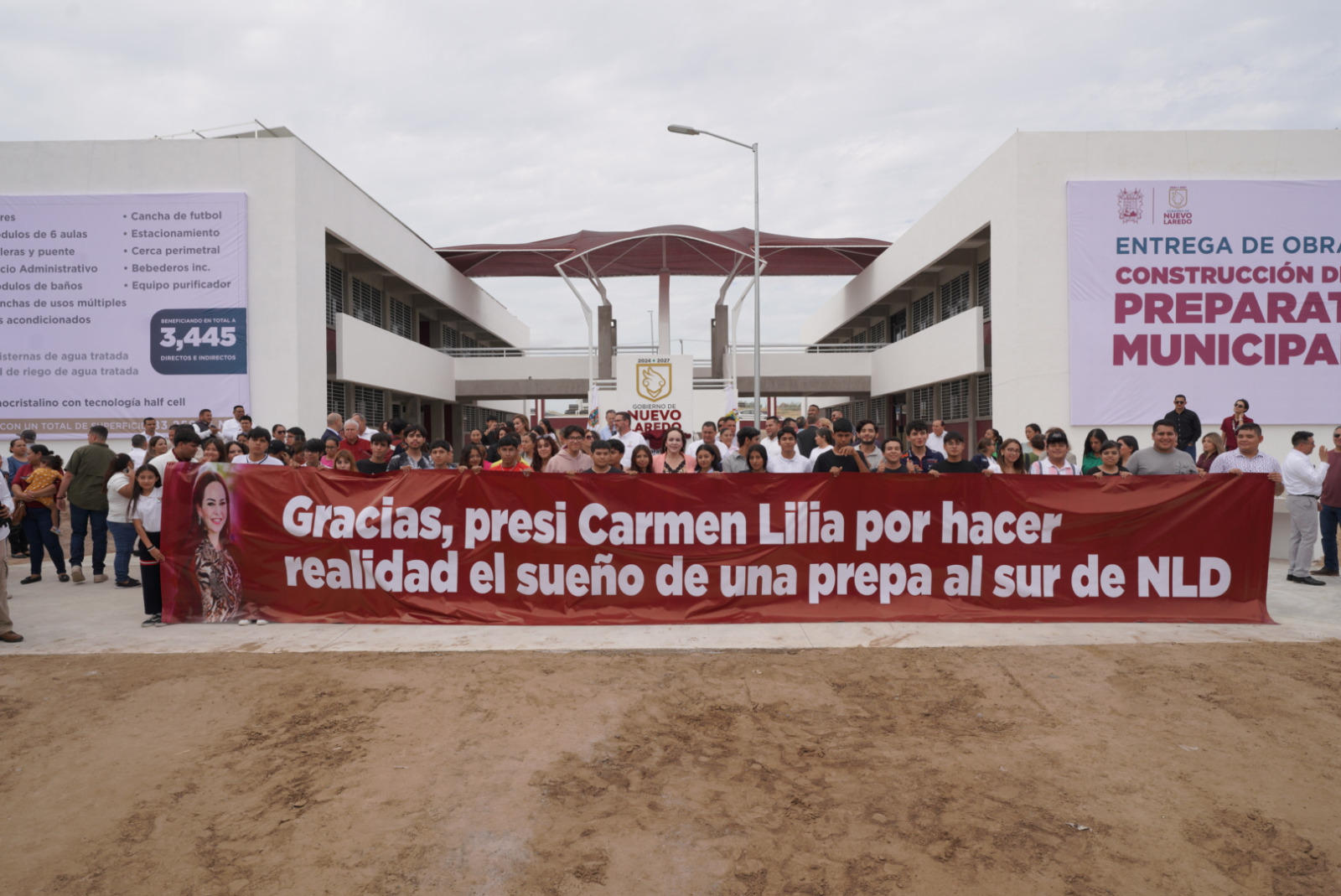 Entrega alcaldesa Carmen Lilia Canturosas la primera preparatoria autosustentable de Tamaulipas