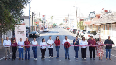 Entrega alcaldesa Carmen Lilia rehabilitación de drenaje sanitario en avenida Guerrero para beneficio de comercios y ciudadanía