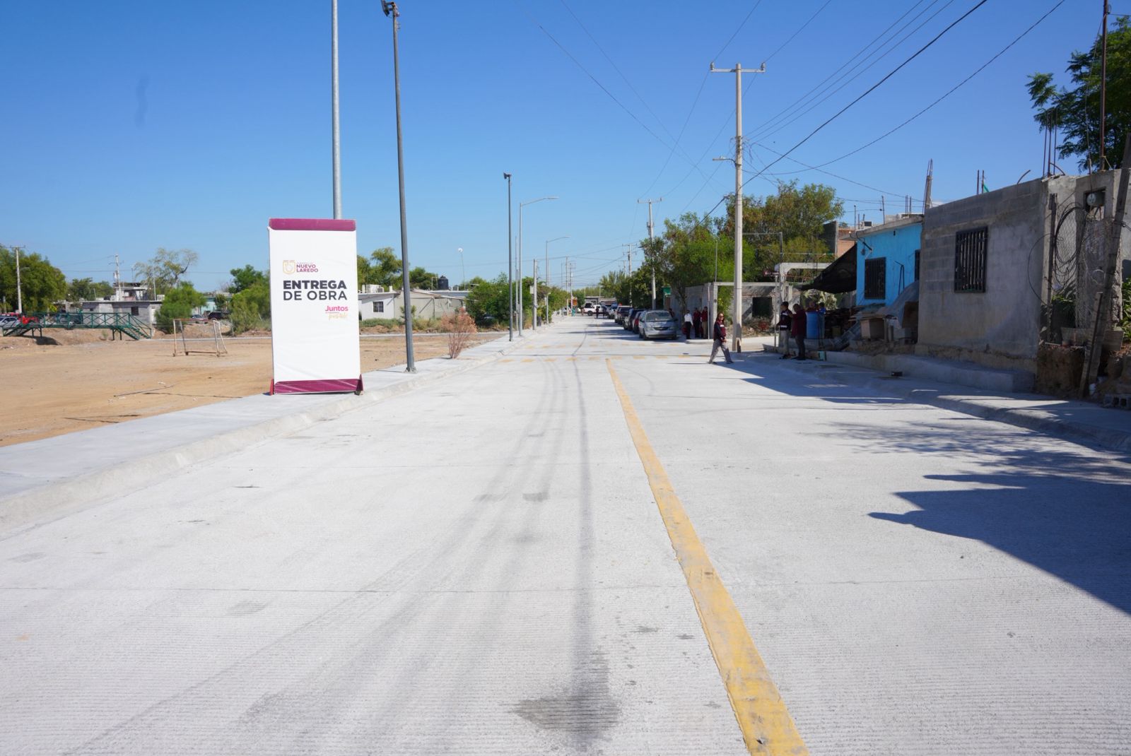Alcadesa Carmen Lilia Canturosas entrega obras de pavimentación en la colonia 150 Aniversario