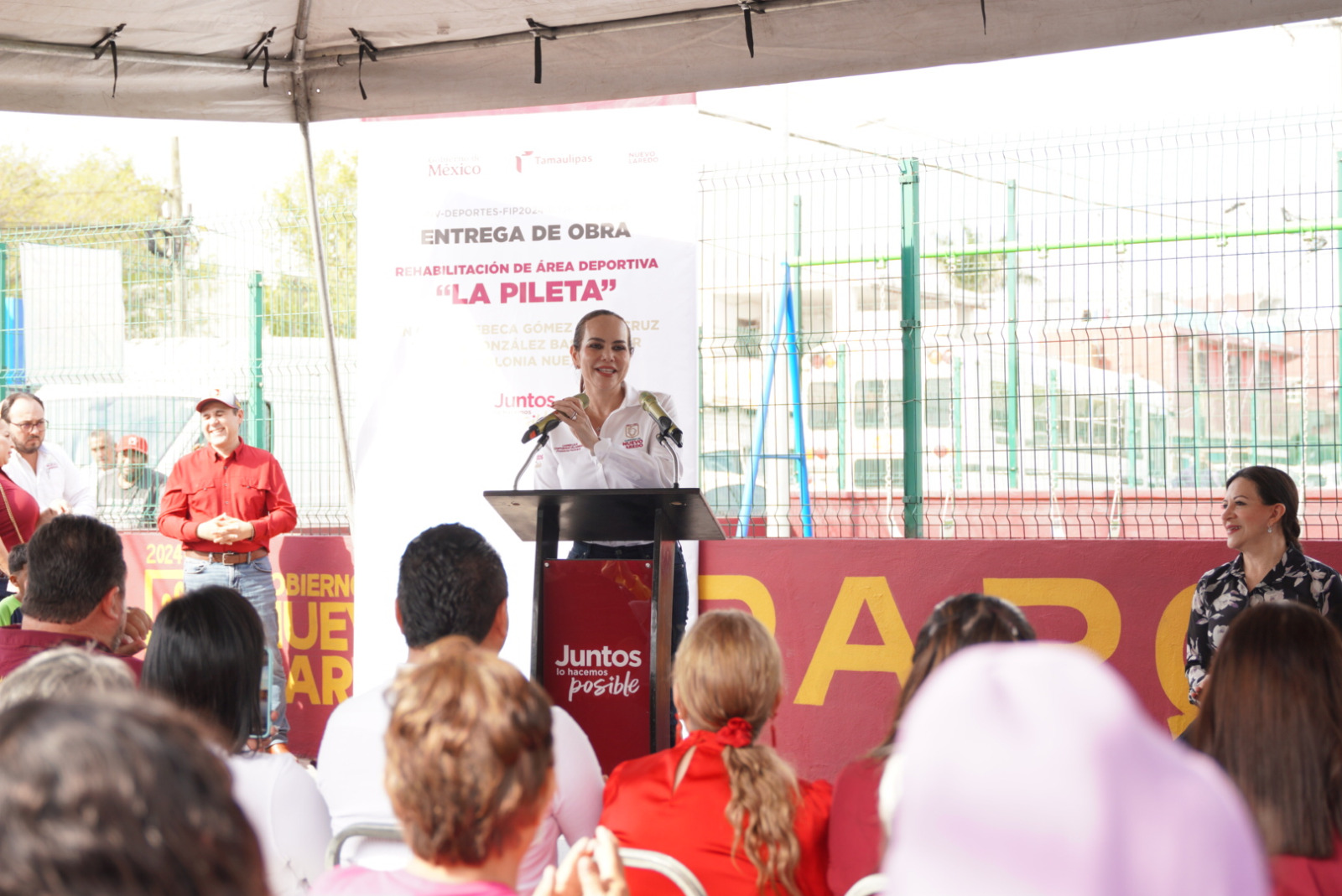Carmen Lilia Canturosas entrega obras de infraestructura deportiva y bienestar comunitario en colonia Nueva Era