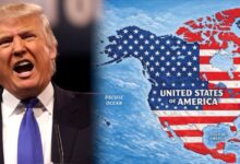 Trump comparte mapa con México bajo la bandera de Estados Unidos