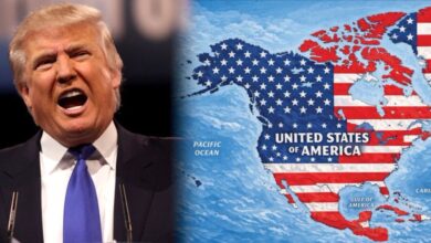 Trump comparte mapa con México bajo la bandera de Estados Unidos