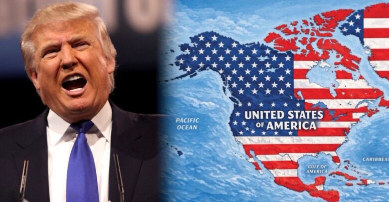 Trump comparte mapa con México bajo la bandera de Estados Unidos Trump comparte mapa con México bajo la bandera de Estados Unidos